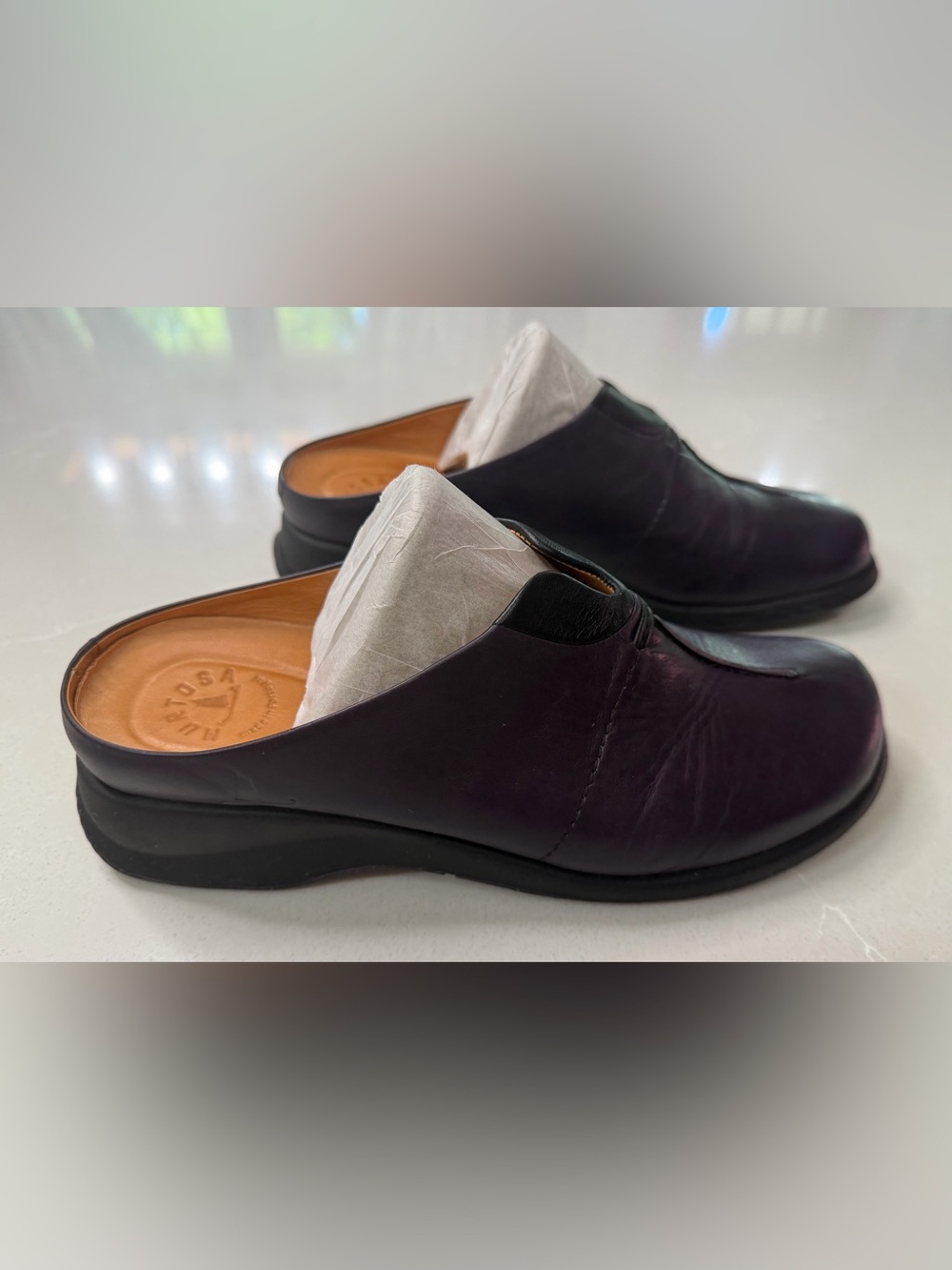 Murtosa Portugal Mistral Plum Leather Clogs Mules, 39